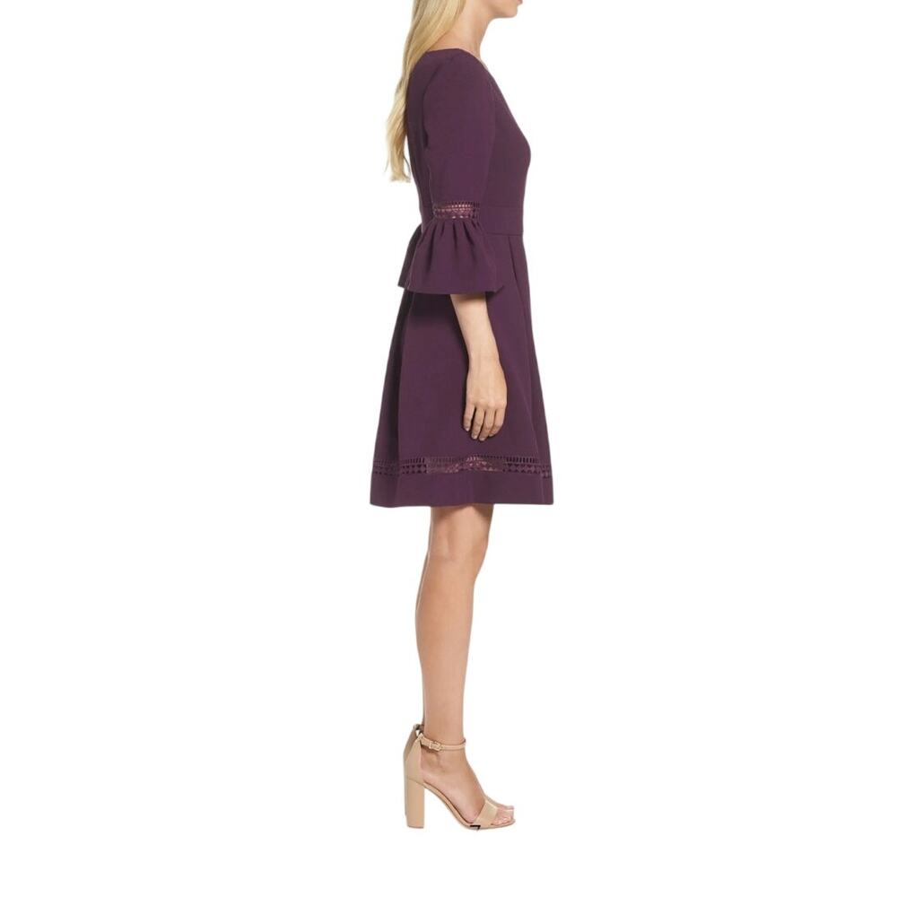 ELIZA J NWT Bell Sleeve Lace Inset Fit & Flare Dress, Size 12 - Picture 6 of 15